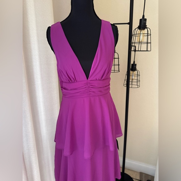 Lulus Purple Tiered Midi Dress Small Sleeveless Ruffle Party - Picture 5 of 12